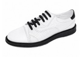 Pantofi barbati casual din piele naturala Alb cu Negru Matritat GKR231ANTR